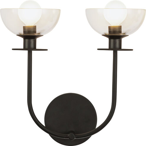 Alora Mood WV515212MBCL Sylvia 2 Light 12 inch Matte Black Bath Vanity Light Wall Light