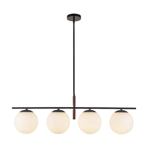 Alora Mood LP421437MBOP Zuri 4 Light 37 inch Matte Black and Opal Glass Linear Pendant Ceiling Light