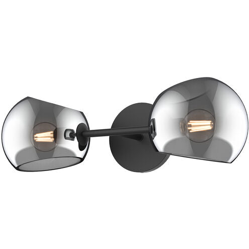 Alora Mood WV548217MBSM Willow 2 Light 16.75 inch Matte Black Bath Vanity Light Wall Light in Smoked Glass