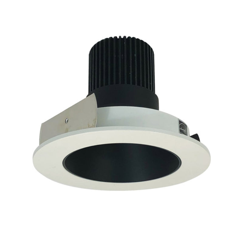 Nora Lighting NIO-4RNDCCDXBW/HL 4" Iolite PLUS Recessed Light With Round Deep Cone Reflector - CCT: Comfort Dim (3100K-1800K) - Reflector Finish: Black - Flange Finish: White
