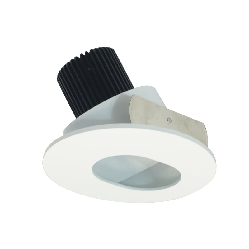 Nora Lighting NIO-4RSLA27XMPW/10 4" Iolite PLUS Recessed Round Adjustable Slot Aperture Trim- CCT: 2700K - Pinhole Finish: Matte Powder White - Flange Finish: Matte Powder White