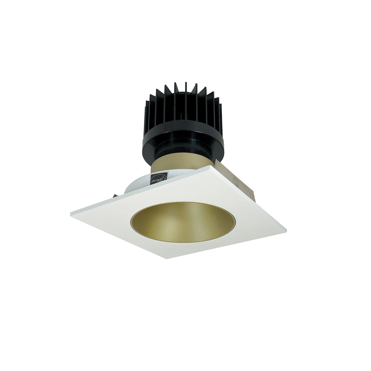 Nora Lighting NIO-4SNDC50XCHMPW 4" Iolite Square Reflector with Round Aperture, 800lm Lumens, 14 Watt, 5000K Color Temp, Specular Clear / Matte Powder White Finish