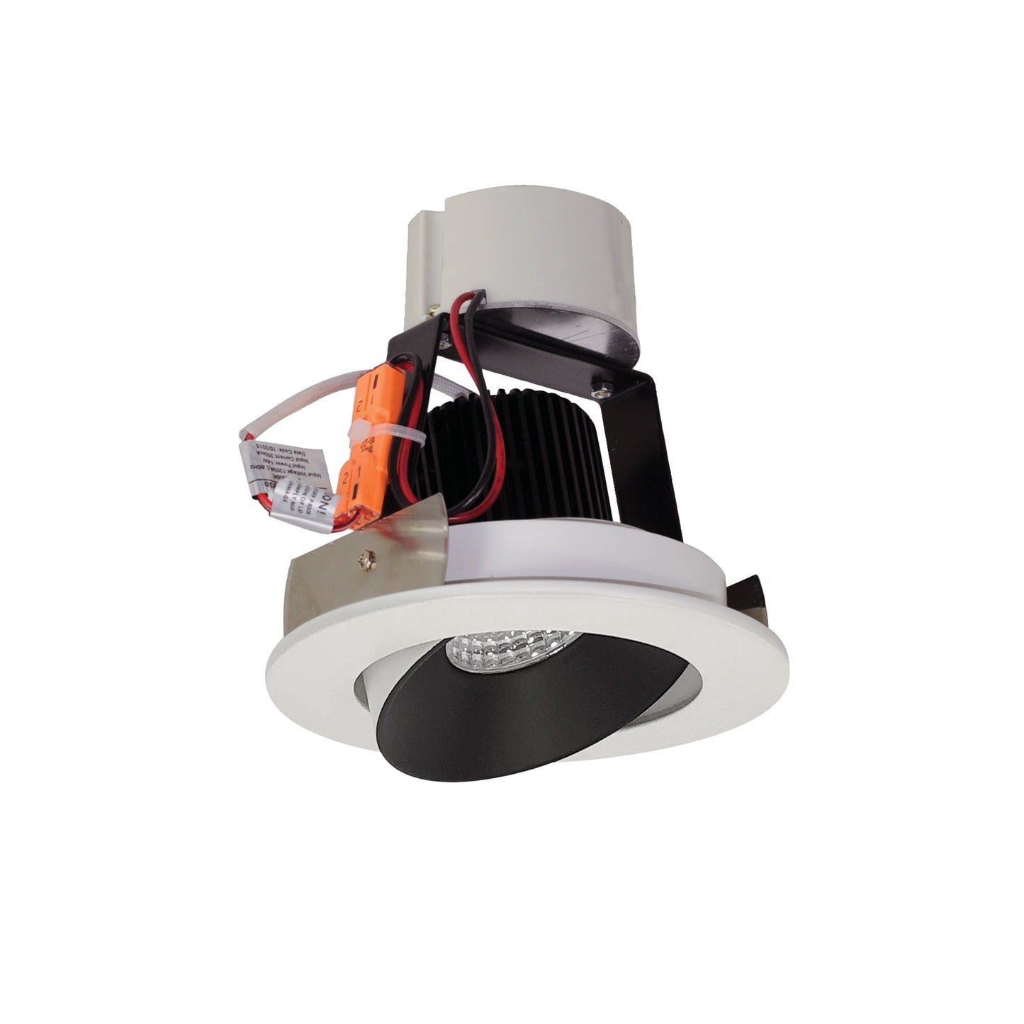 Nora Lighting NIR-4RC30XBW/10 4" Iolite LED Round Adjustable Cone Retrofit Downlight - 1000lm - CCT: 3000K - Finish: Black Reflector / White Flange