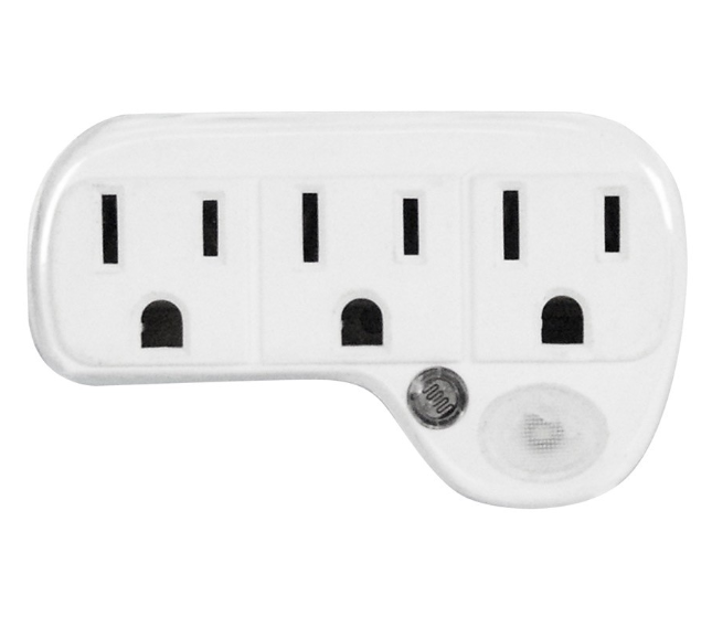 Feit Electric NL3/LED Eternalite LED Sensor Night Light and 3-Plug Outlet, Wattage 1W, Voltage 120W, White Finish