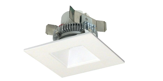 Nora Lighting NLCBC2-45635MPW/10LE4EM 4" Cobalt Click Led Retrofit, Square Reflector, Matte Powder White Reflector and Flange, 120v-277v Input; Triac / Elv / 0-10v Dimming, Lumens 750lm, Wattage 10w, Color Temperature 3500K, Pre-wired For Emergency