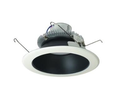 Nora Lighting NLCBC2-65130BW/10EM 6" Cobalt Click LED Retrofit, Round Reflector, Lumens 1000 lm / Wattage 12W, Color Temperature 3000K, Pre-Wired for Emergency, Black Reflector / White Flange