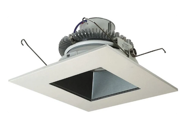 Nora Lighting NLCBC2-65630PW/10LE4EM 6 Inch Cobalt Click Square Retrofit Reflector with Square Aperture – 1000 lm, 12W, 3000K, Pewter Reflector, White Flange, 120–277V, Phase or 0–10V Dimming