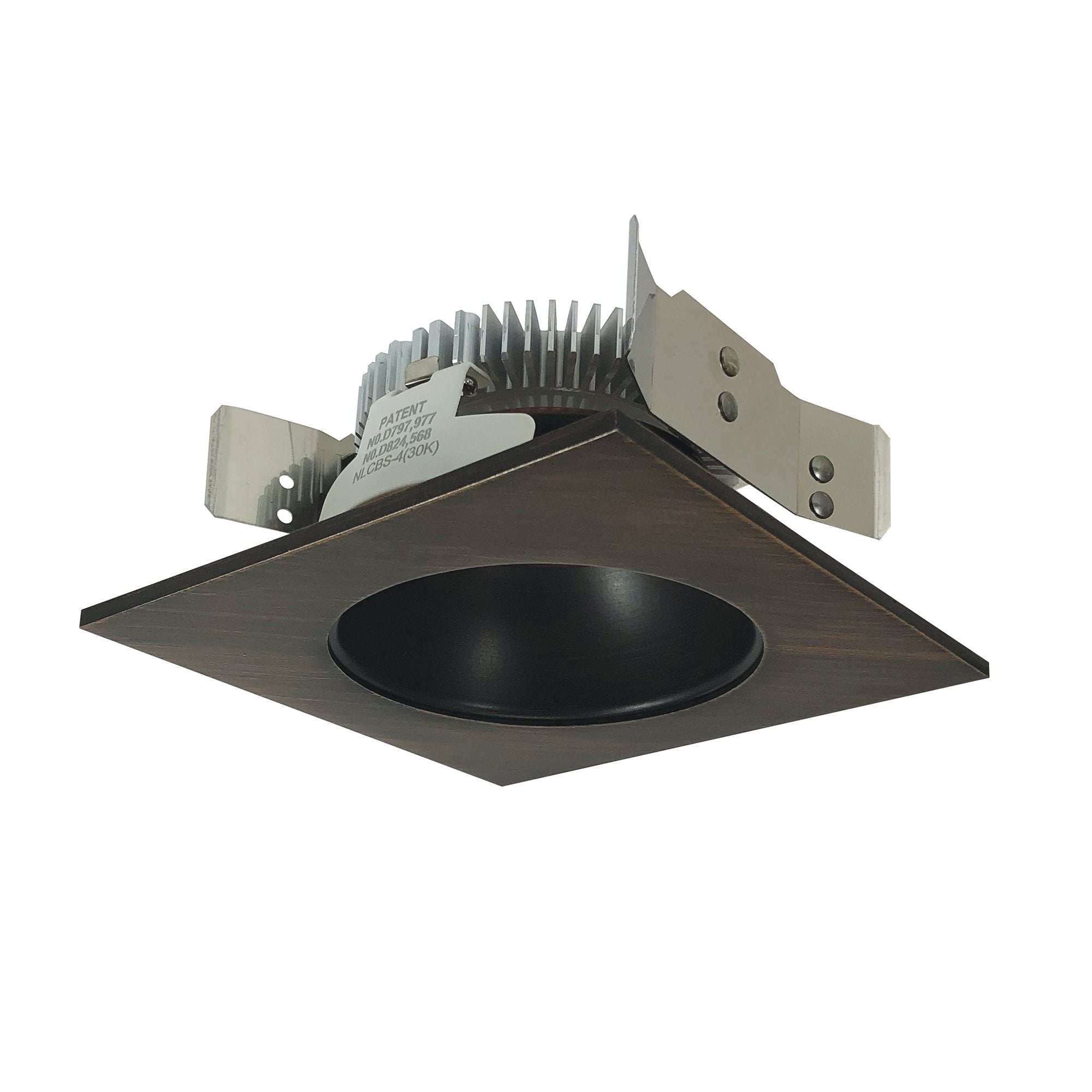 Nora Lighting NLCBS-4538530BZ 4" Cobalt Shallow Square Reflector with Round Aperture, Cree® COB LED, 850 Lumens, 13.5W, 3000K, 90+ CRI, ENERGY STAR Certified, Bronze / Bronze