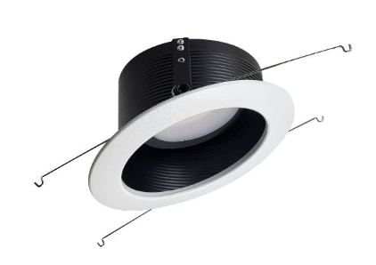 Nora Lighting NLRS-612L1TWB 6" Sloped Led Retrofit Baffle Black Reflector W/ White Flange, Voltage 120V, Multi Color Temperature, Lumens 1,200 lm