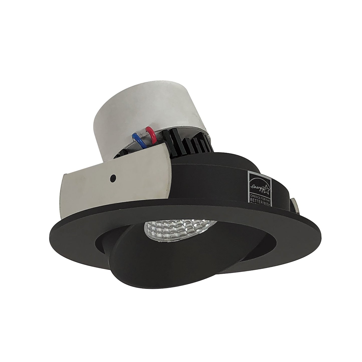Nora Lighting NPRLV-4RC27XBB 4" Pearl 120V LED Round Adjustable Cone Retrofit, 12 Watt, 1250lm Lumens, 2700K CCT, 90+ CRI, Black Reflector Black Flange