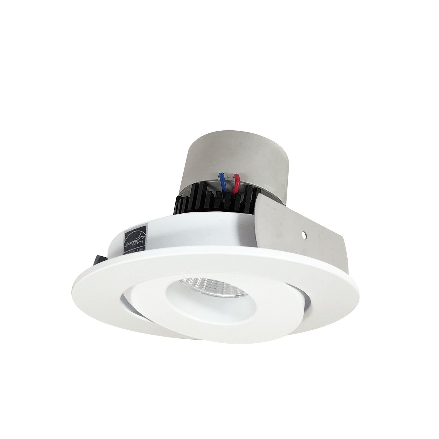 Nora Lighting NPRLV-4RG35XMPW 4" Pearl 120V LED Round Adjustable Gimbal Retrofit, 1050 Lumens, 12W, 3500K, 90+ CRI, Beam Spread Options, Dimmable, Matte Powder White Finish