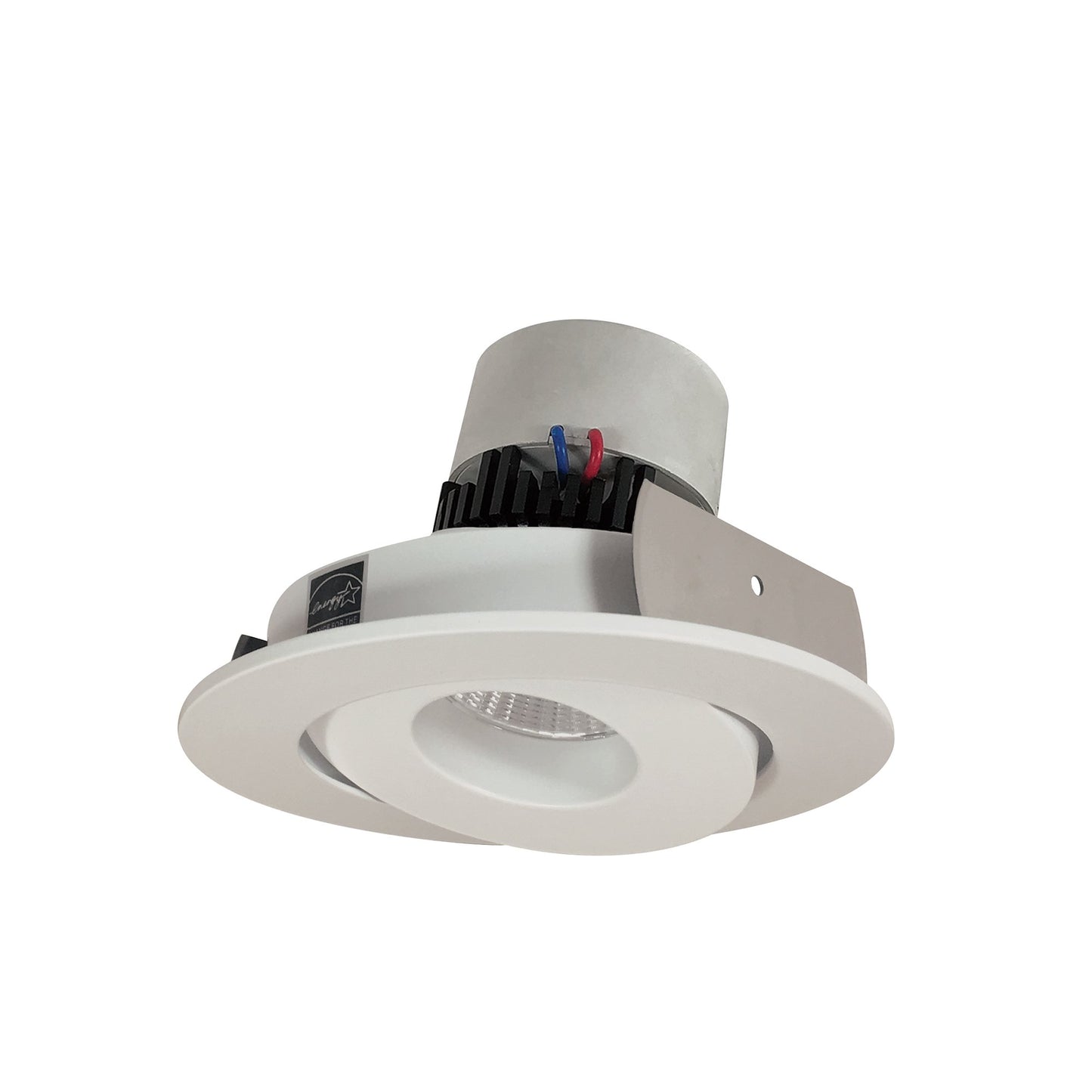 Nora Lighting NPRLV-4RG35XWW 4" Pearl 120V LED Round Adjustable Gimbal Retrofit, 1050 Lumens, 12W, 3500K, 90+ CRI, Beam Spread Options, Dimmable, White Finish