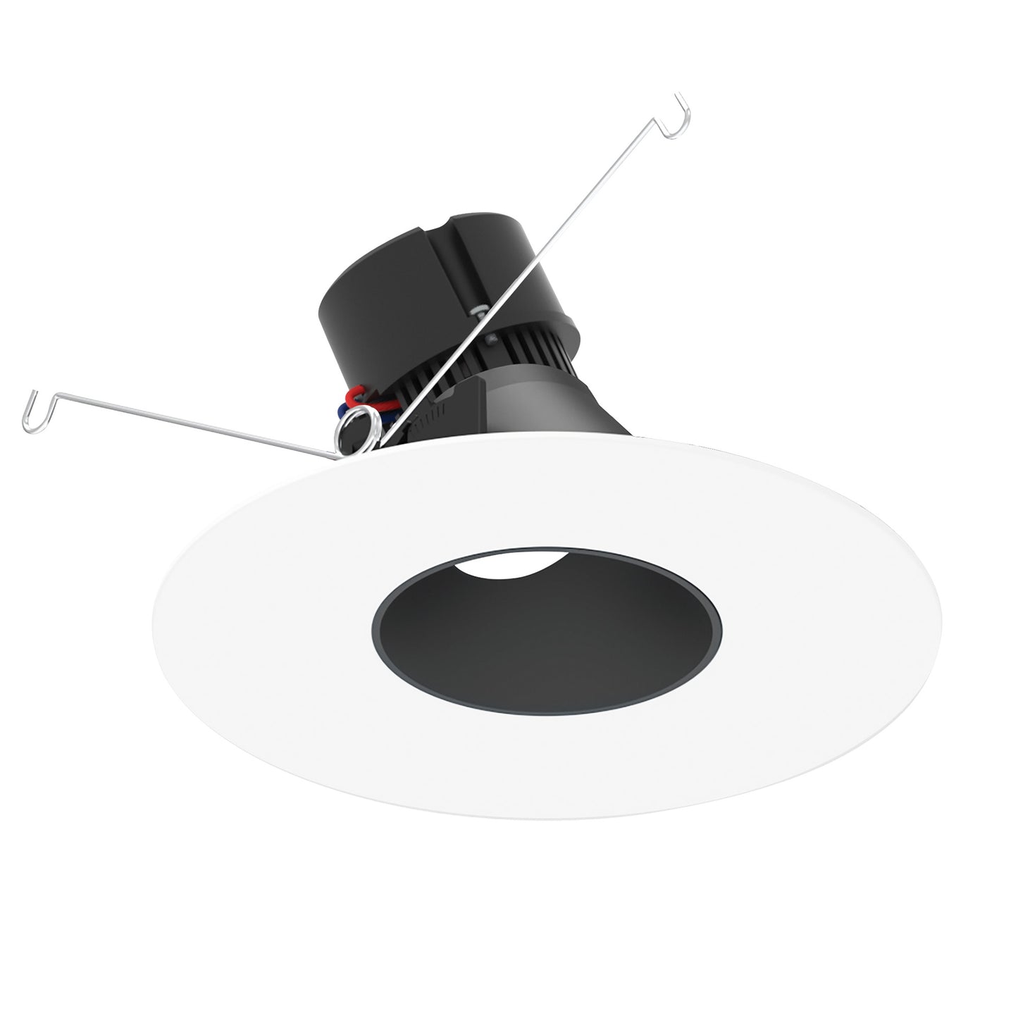 Nora Lighting NPR-56RSLACDXBMPW 5"/6" Pearl LED Round Adjustable Slot Retrofit Downlight - Lumens: 600lm - CCT: Comfort Dim (3000K-2000K) - Finish: Black Reflector / Bright White Flange