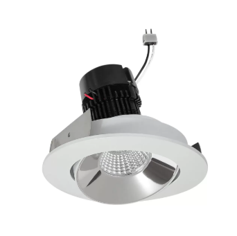 NORA Lighting NPRLV-4RC30XCMPW 4" Pearl Low Voltage LED Round Adjustable Cone Retrofit, Lumens / Wattage 1200lm / 11W, Color Temperature 3000K, Specular Clear Reflector / Matte Powder White Flange