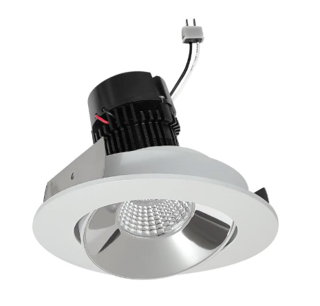 Nora Lighting NPRLV-4RCCDXCMPW 4" Pearl Low Voltage LED Round Adjustable Cone Retrofit, Lumens 700lm, Wattage 11W, Comfort Dim, Specular Clear Reflector / Matte Powder White Flange
