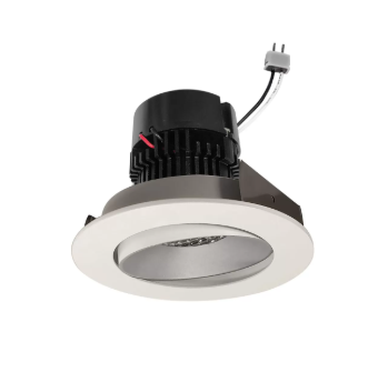 NORA Lighting NPRLV-4RCCDXHW 4" Pearl Low Voltage LED Round Adjustable Cone Retrofit, Lumens / Wattage 700lm / 11W, Color Temperature Comfort Dim, Haze Reflector / White Flange