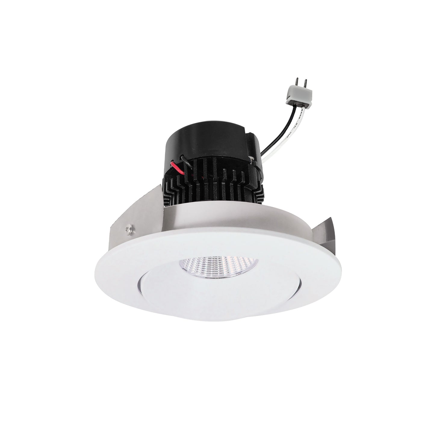 Nora Lighting NPRLV-4RC35XCMPW " Pearl 12V LED Round Adjustable Cone Retrofit, 1200 Lumens, 11W, GU5.3 Socket, 3500K, 90+ CRI, Beam Spread Options, Dimmable, Specular Clear / Matte Powder White