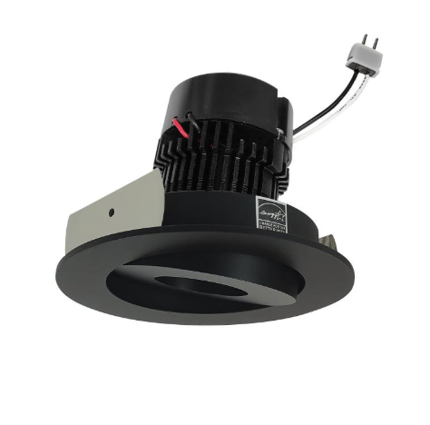 Nora Lighting NPRLV-4RG27XBB 4" Pearl Low Voltage LED Round Adjustable Gimbal Retrofit, Lumens 1050lm, Wattage 11W, Color Temperature 2700K, Black Finish