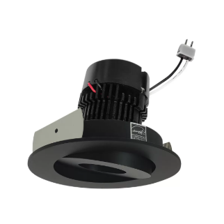 NORA Lighting NPRLV-4RG30XBB 4" Pearl Low Voltage LED Round Adjustable Gimbal Retrofit, Lumens / Wattage 1050lm / 11W, Color Temperature 3000K, Black Finish