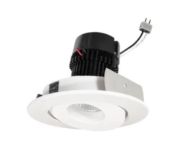 NORA Lighting NPRLV-4RG30XMPW 4" Pearl Low Voltage LED Round Adjustable Gimbal Retrofit, Lumens / Wattage 1050lm / 11W, Color Temperature 3000K, Matte Powder White Finish