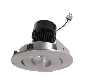 NORA Lighting NPRLV-4RG27XNN 4" Pearl Low Voltage LED Round Adjustable Gimbal Retrofit, Lumens / Wattage 1050lm / 11W, Color Temperature 2700K, Natural Metal Finish