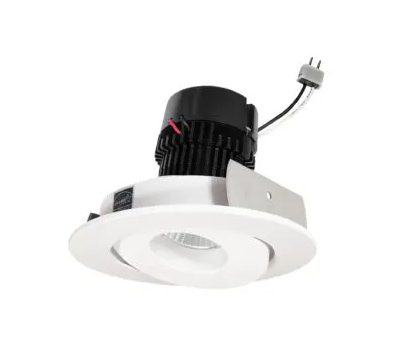 NORA Lighting NPRLV-4RG40XWW 4" Pearl 12VAC Low Voltage LED Round Adjustable Gimbal Retrofit, 4000K, 1052lm , White Finish