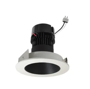 NORA Lighting NPRLV-4RNDC30XBW 4" Pearl Low Voltage LED Round Retrofit Reflector, Lumens / Wattage 1150lm / 11W, Color Temperature 3000K, Black Reflector / White Flange