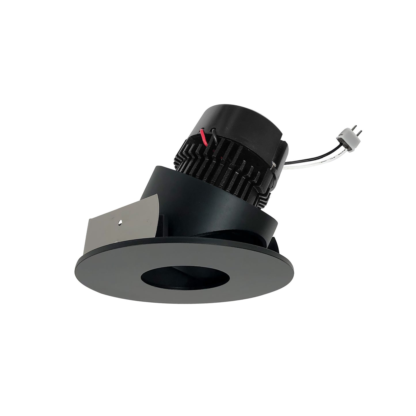 Nora Lighting NPRLV-4RPHA30XBB 4" Pearl 12VAC Low Voltage LED Round Adjustable Pinhole Retrofit, 11 Watt, 950lm Lumens, 3000K CCT, 90+ CRI, Black Pinhole Black Flange