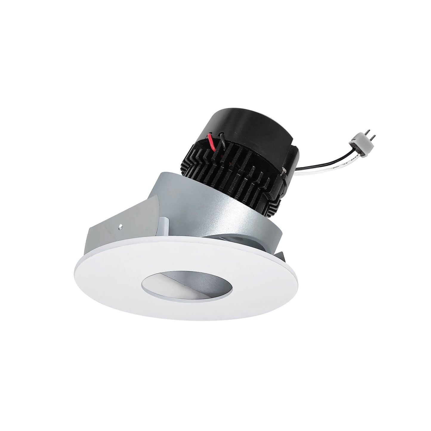 Nora Lighting NPRLV-4RPHA40XHZMPW 4" Pearl 12VAC Low Voltage LED Round Adjustable Pinhole Retrofit, 11 Watt, 950lm Lumens, 4000K CCT, 90+ CRI, Haze Pinhole Matte Powder White Flange