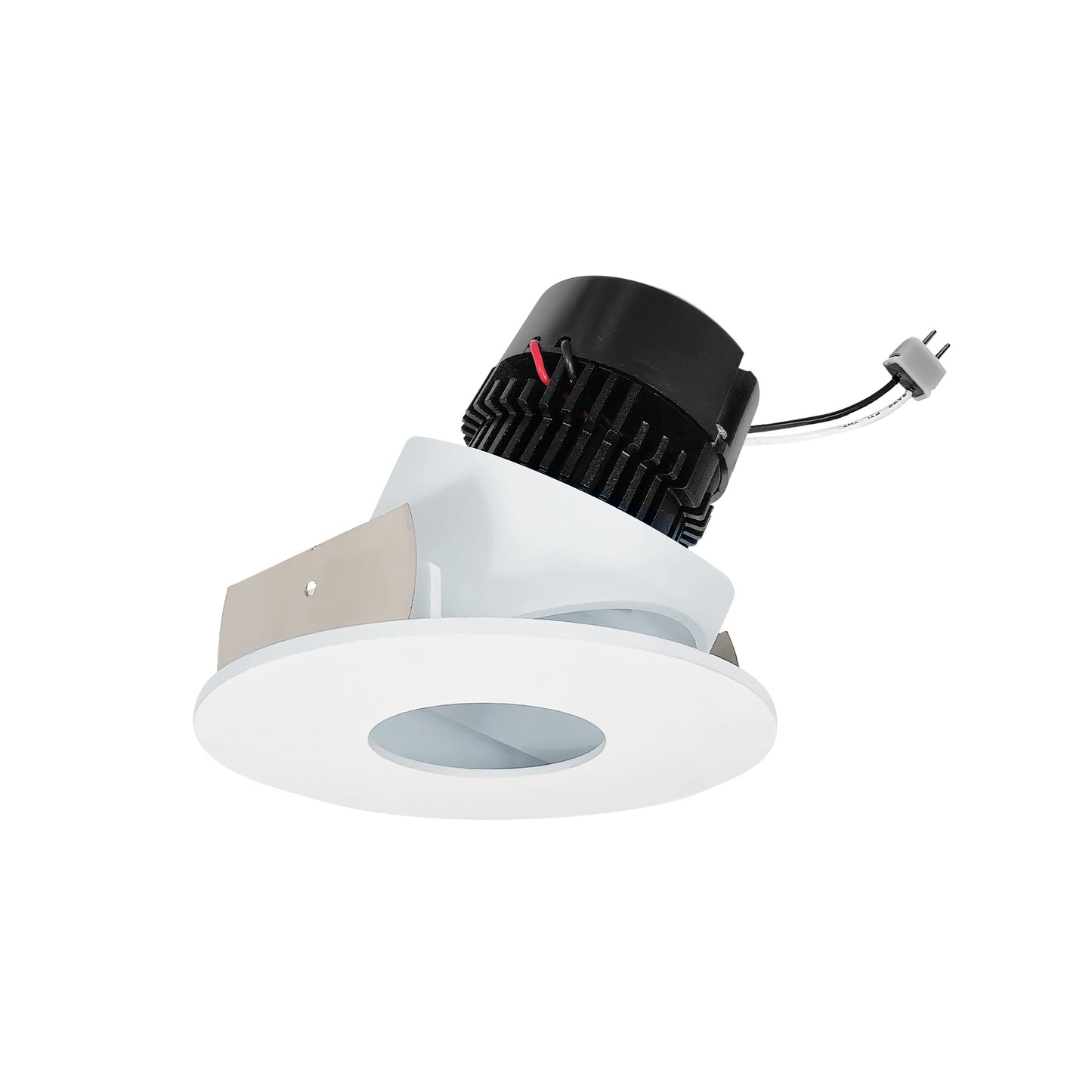Nora Lighting NPRLV-4RPHACDXMPW 4" Pearl 12VAC Low Voltage LED Round Adjustable Pinhole Retrofit, 11 Watt, 600lm Lumens, Comfort Dim, 90+ CRI, Matte Powder White Pinhole Matte Powder White Flange