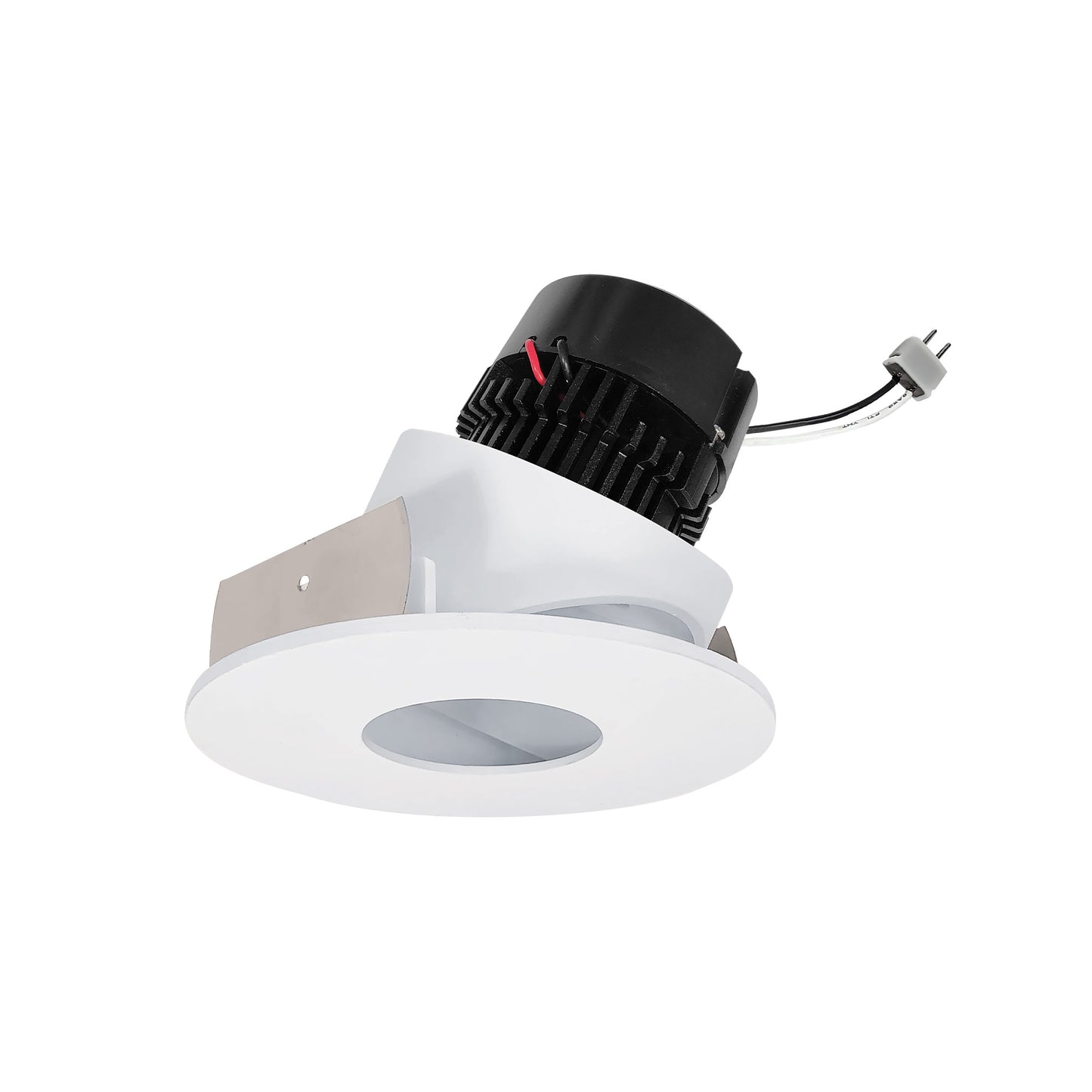 Nora Lighting NPRLV-4RPHA30XWW 4" Pearl 12VAC Low Voltage LED Round Adjustable Pinhole Retrofit, 11 Watt, 950lm Lumens, 3000K CCT, 90+ CRI, White Pinhole White Flange