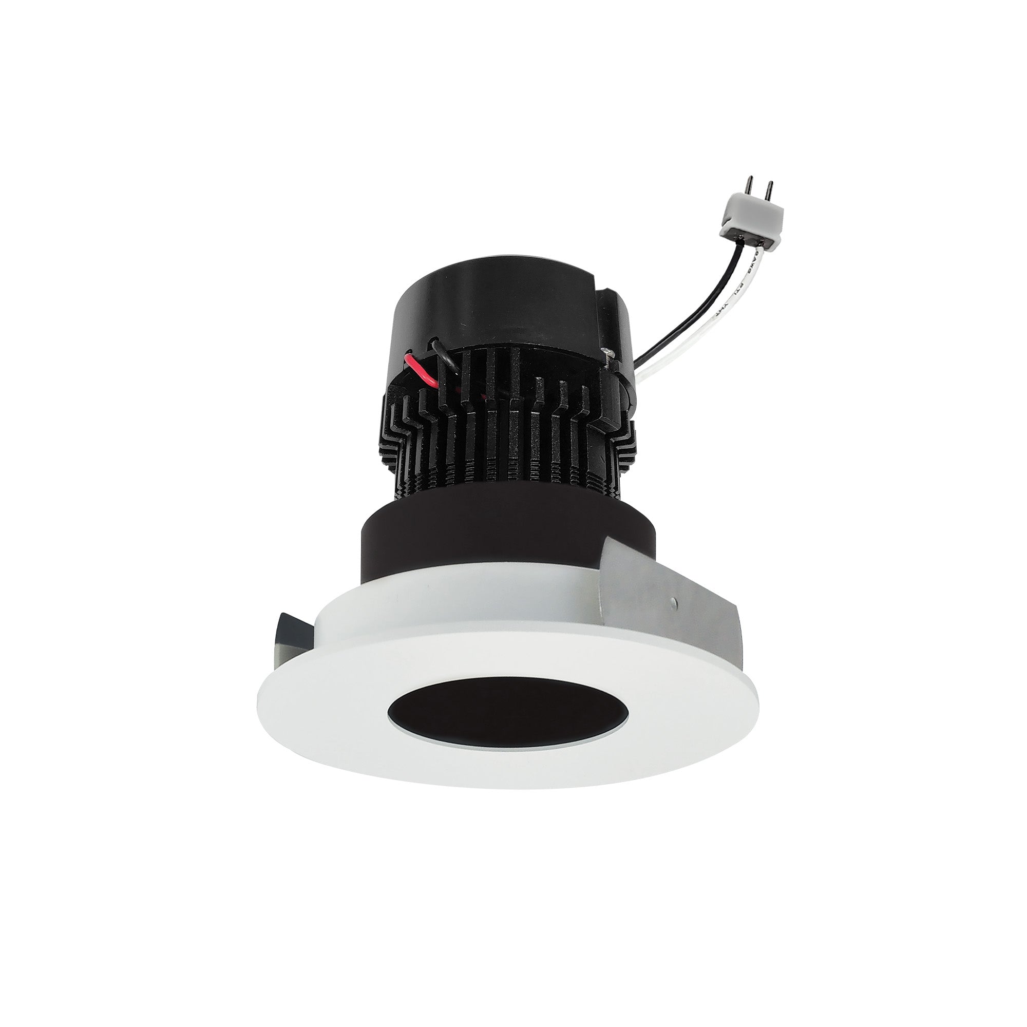 Nora Lighting NPRLV-4RPHCDXBMPW 4" Pearl 12V LED Round Fixed Pinhole Retrofit, 550lm, 11W, Comfort Dim, 90+ CRI, Black/Matte Powder White Finish