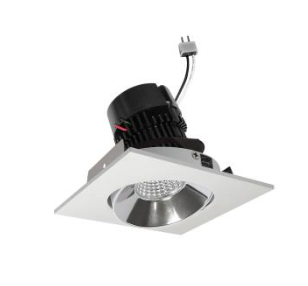 NORA Lighting NPRLV-4SC30XCMPW 4" Pearl Low Voltage LED Square Adjustable Cone Retrofit, Lumens / Wattage 1200lm / 11W, Color Temperature 3000K, Specular Clear Reflector / Matte Powder White Flange