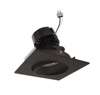 NORA Lighting NPRLV-4SC27XBZ 4" Pearl Low Voltage LED Square Adjustable Cone Retrofit, Lumens / Wattage 1200lm / 11W, Color Temperature 2700K, Bronze Reflector / Bronze Flange