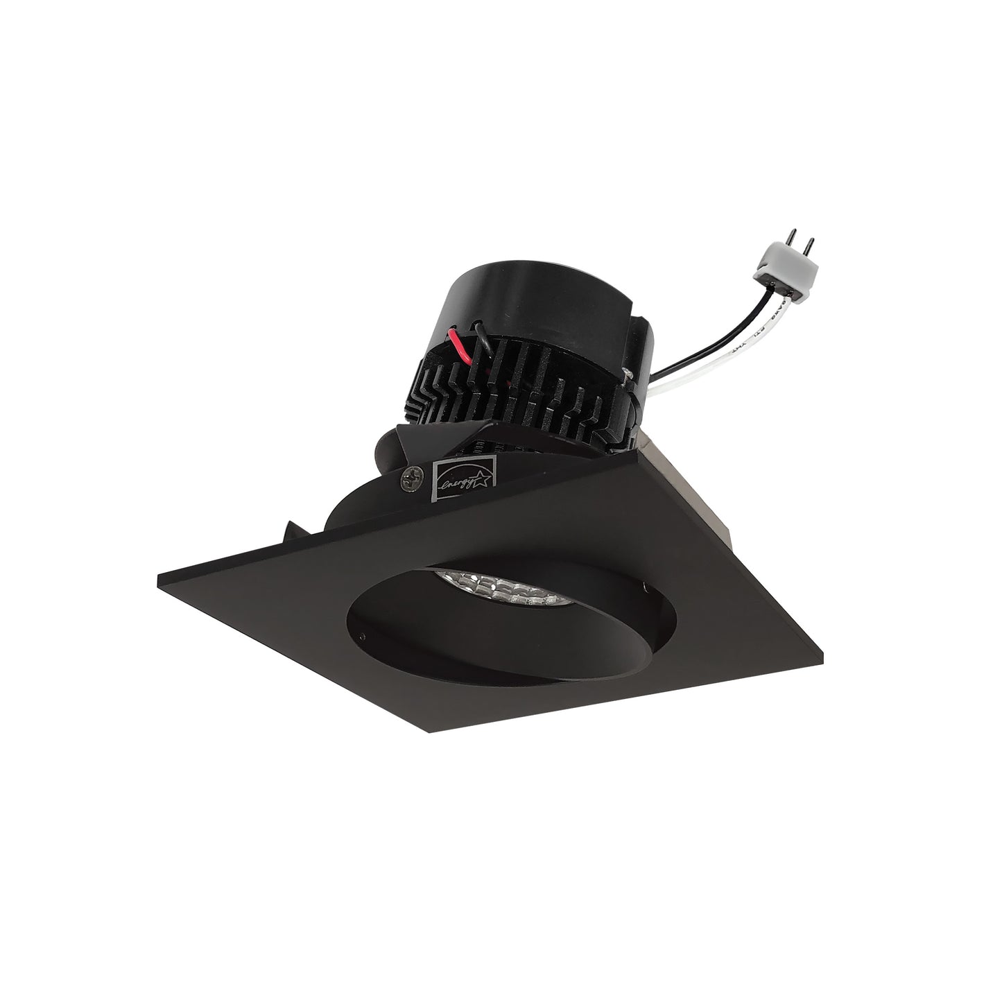 Nora Lighting NPRLV-4SC30XBB 4" Pearl 12V LED Square Adjustable Cone Retrofit, 1200lm, 11W, 3000K, 90+ CRI, Black / Black