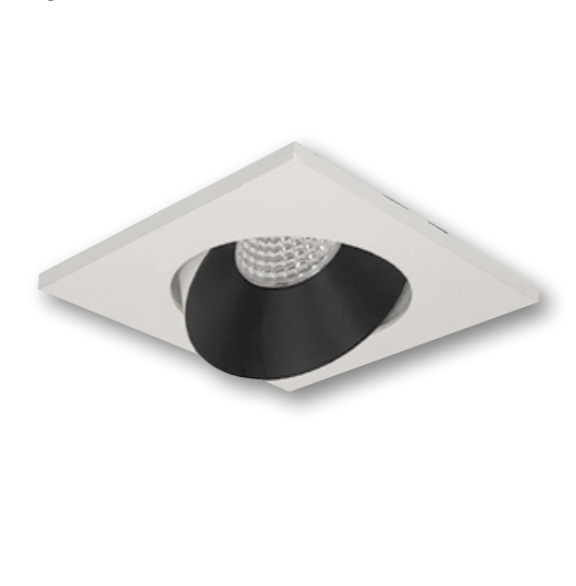 Nora Lighting NPRLV-4SCCDXBW 4" Pearl 12V Low Voltage LED Square Adjustable Cone Retrofit, 700lm, 11W, Comfort Dim, 90+ CRI, Black Reflector White Flange