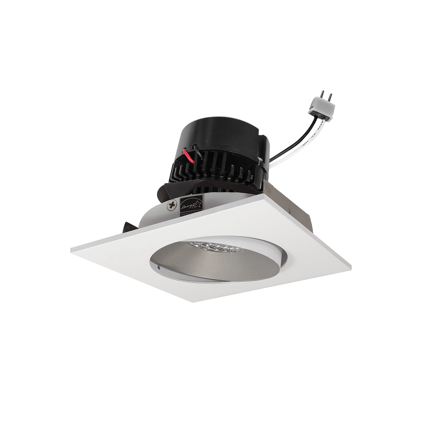 Nora Lighting NPRLV-4SC40XHZMPW 4" Pearl 12VAC Low Voltage LED Square Adjustable Cone Retrofit, 11 Watt, 1200 Lumens, 4000K CCT, 90+ CRI, Haze Reflector Matte Powder White Flange
