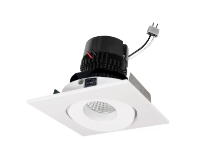 NORA Lighting NPRLV-4SGCDXWW 4" Pearl Low Voltage LED Square Adjustable Gimbal Retrofit, Lumens 600lm / Wattage 11W, Color Temperature Comfort Dim, White Finish