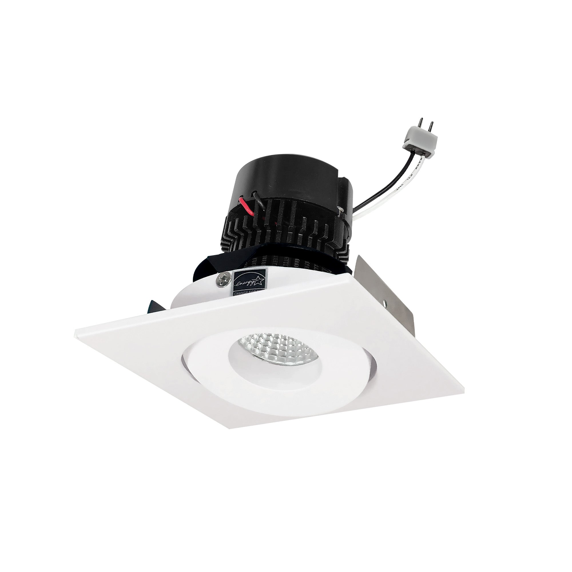 Nora Lighting NPRLV-4SGCDXMPW 4" Pearl 12V LED Square Adjustable Gimbal Retrofit, 600lm, 11W, Comfort Dim, 90+ CRI, Matte Powder White