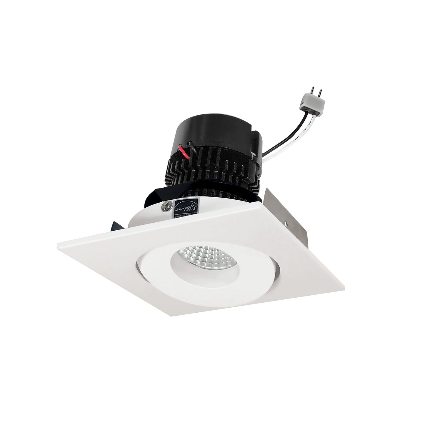 Nora Lighting NPRLV-4SG27XWW 4" Pearl 12V LED Square Adjustable Gimbal Retrofit, 1050lm, 11W, 2700K, 90+ CRI, White