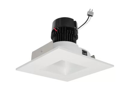 NORA Lighting NPRLV-4SNDSQ27XWW 4" Pearl Low Voltage LED Square Retrofit Reflector with Square Aperture, Lumens 1100 lm / Wattage 11W, Color Temperature 2700K, White Reflector / White Flange