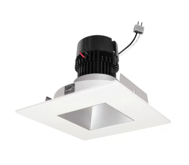 NORA Lighting NPRLV-4SNDSQ30XHZMPW 4" Pearl Low Voltage LED Square Retrofit Reflector with Square Aperture, 1100lm / 11W, 3000K, Haze Reflector / Matte Powder White Flange