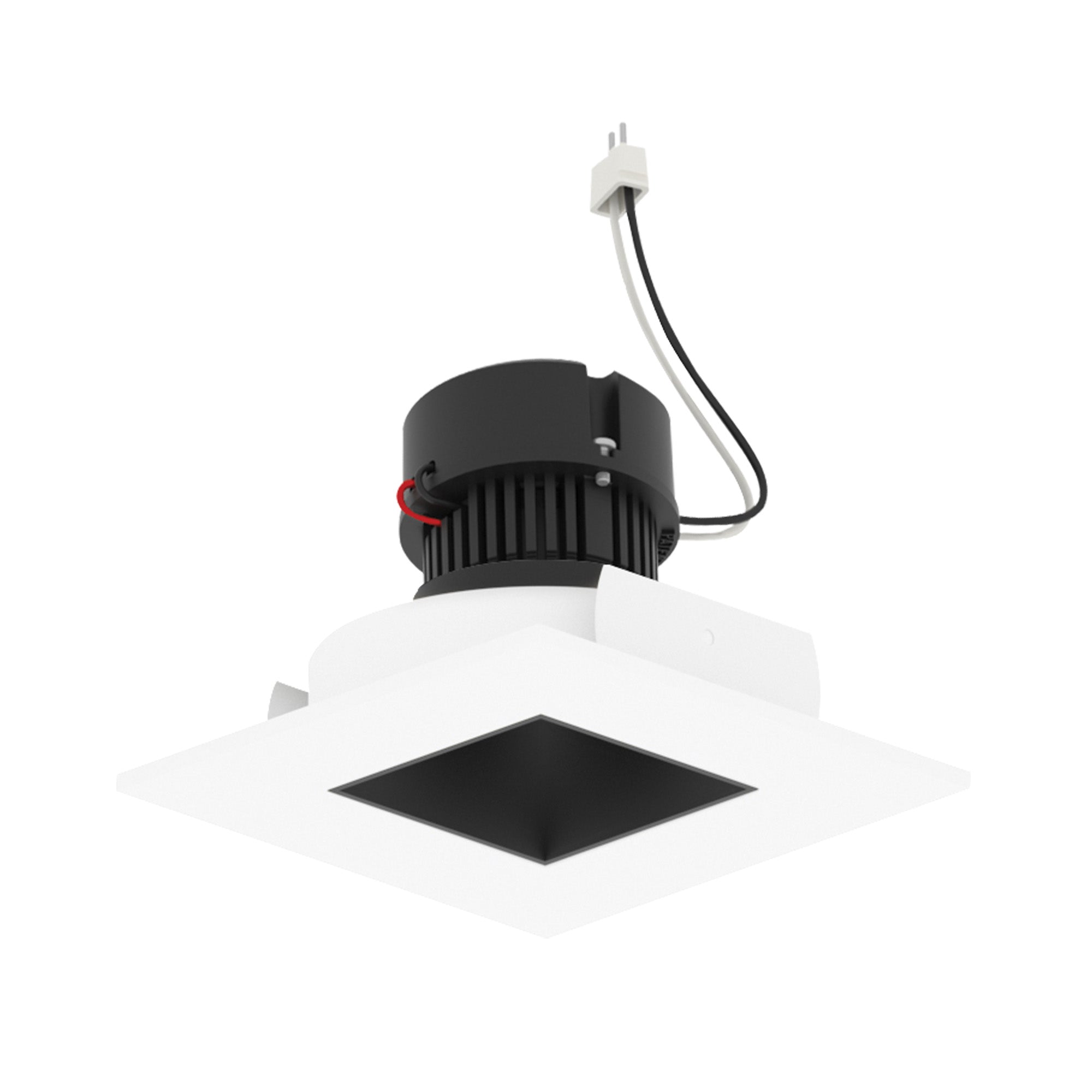 Nora Lighting NPRLV-4SNDSQ30XBMPW 4" Pearl Low Voltage LED Square Retrofit Reflector with Square Aperture - 1150 lm - CCT: 3000K - 10W- Reflector Finish: Black - Flange Finish - Matte Powder White