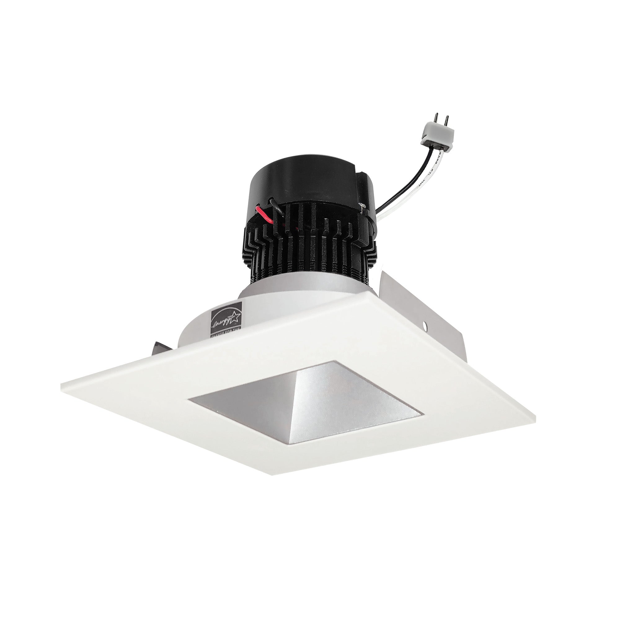 Nora Lighting NPRLV-4SNDSQ40XHW 4" Pearl 12VAC Low Voltage LED Square Retrofit Reflector with Square Aperture, 1100lm, 11W, 4000K, 90+ CRI, Haze Reflector White Flange