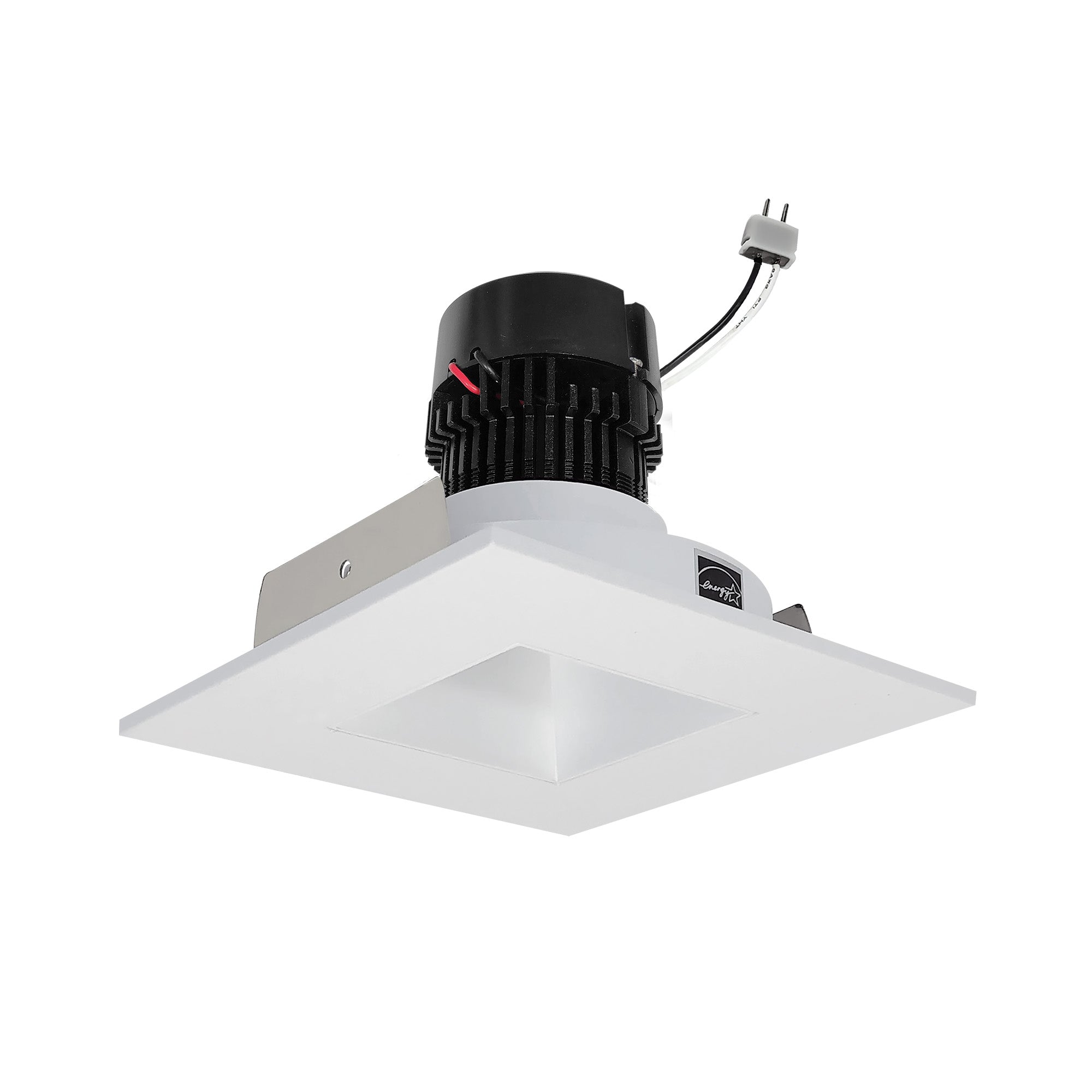 Nora Lighting NPRLV-4SNDSQCDXMPW 4" Pearl 12VAC Low Voltage LED Square Retrofit Reflector with Square Aperture, 11 Watt, 650 Lumens, Comfort Dim, 90+ CRI, Matte Powder White Reflector Matte Powder White Flange
