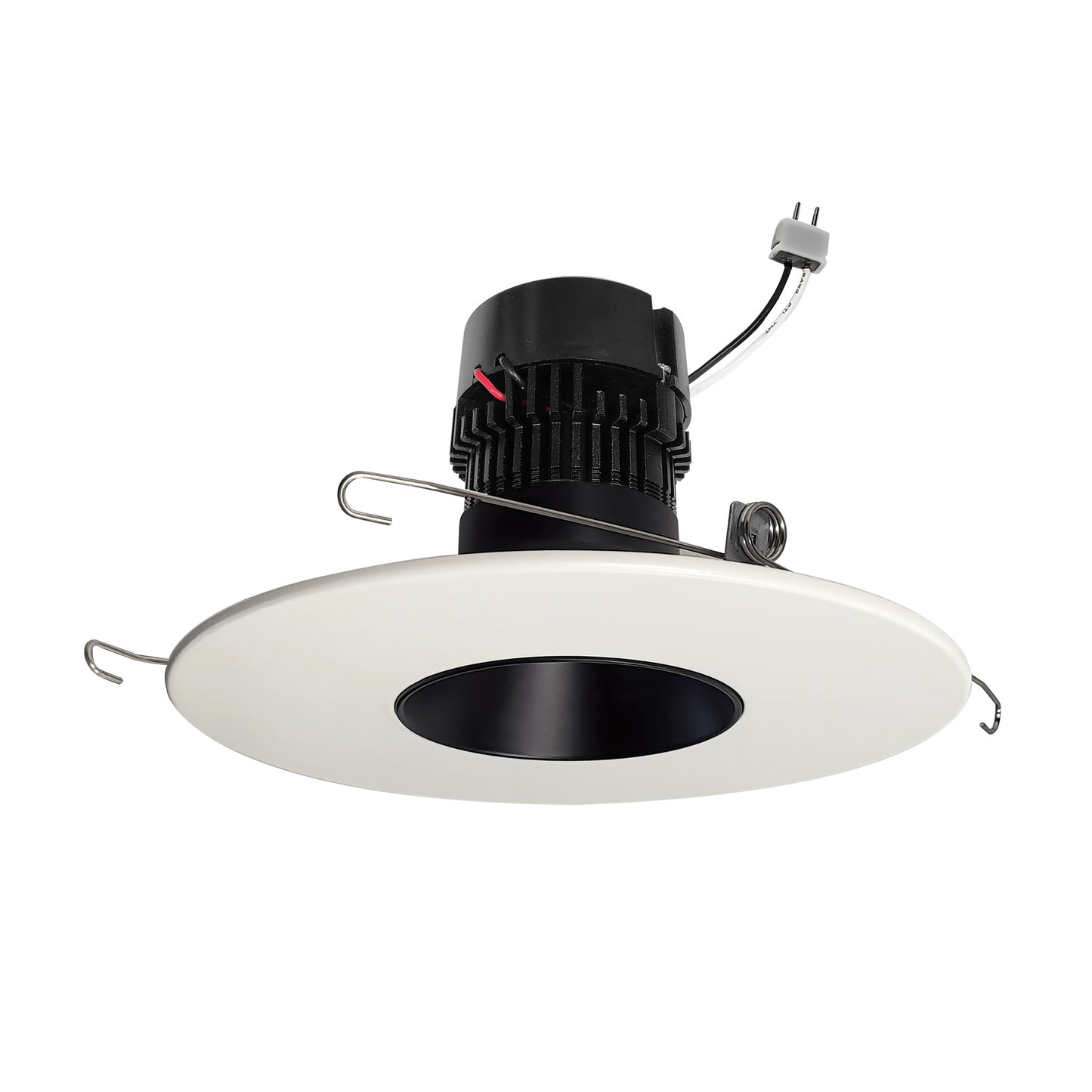 Nora Lighting NPRLV-56RNDC35XBW 5"/6" Pearl 12V LED Round Retrofit Reflector, 1150lm, 11W, 3500K, 90+ CRI, Black Reflector White Flange