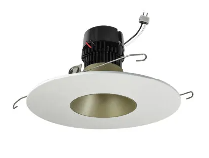 NORA Lighting NPRLV-56RNDC40XCHMPW 5"/6" Pearl Low Voltage LED Round Retrofit Reflector, Lumens 1150lm / Wattage 11W, CCT 4000K, Champagne Haze Reflector / Matte Powder White Flange