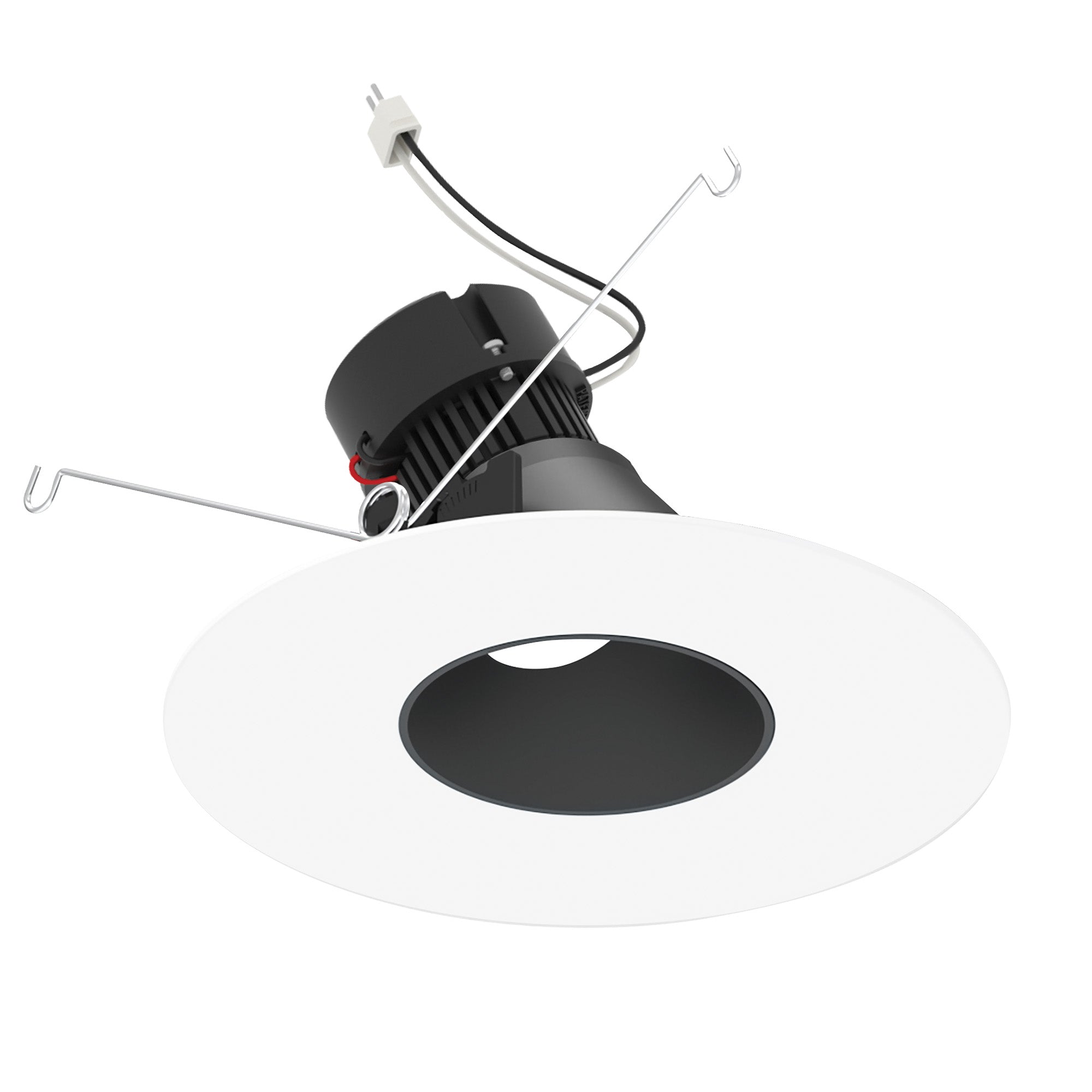 Nora Lighting NPRLV-56RSLA40XBMPW 5"/6" Pearl 12V LED Round Adjustable Slot Retrofit - CCT: 4000K - Lumens: 1000 - Reflector Finish: Black - Flange Finish: Matte Powder White
