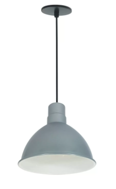 Nora Lighting NRLM-10ST3030GMWLE4/48 10" RLM LED Shade W/48" Stem, CCT 30K, Gun Metal Outer / White Inner Finish