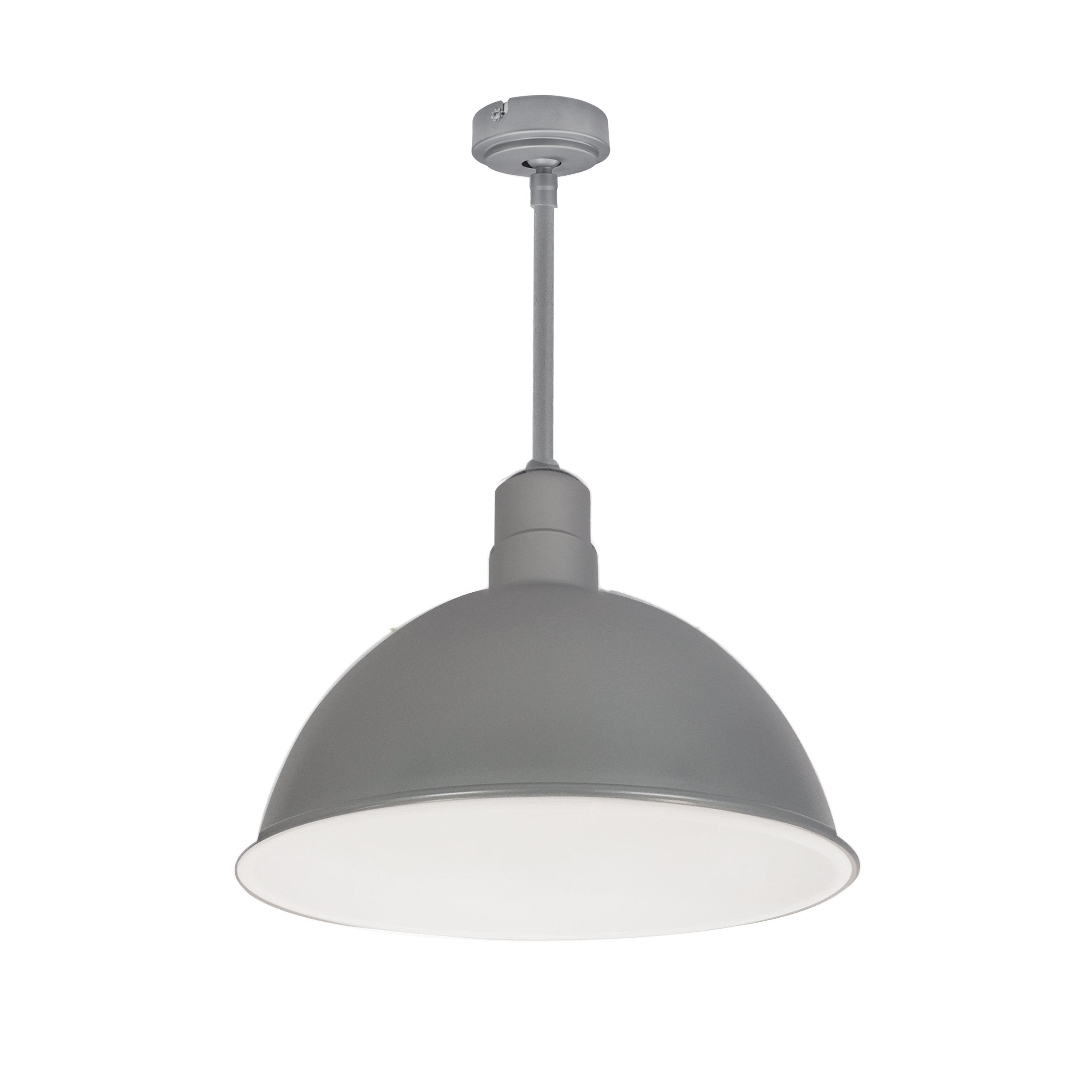 Nora Lighting NRLM-16ST3830GMWLE4/96 16" RLM 96" Stem Mounted LED Shade - 48 Watt - 3000K Color Temp. - 3800 Lumens - 0-10V/Triac/ELV - Gun Metal Outer / White Inner